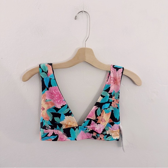 Billabong Tropic Time Reversible Plunge Bikini Top Floral V Neck Swimwear - Picture 3 of 8